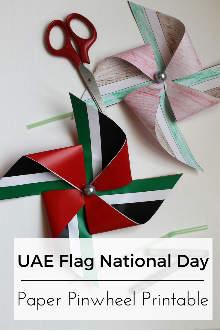 UAE National Flag Paper Pinwheel (+ Free Printable Template)